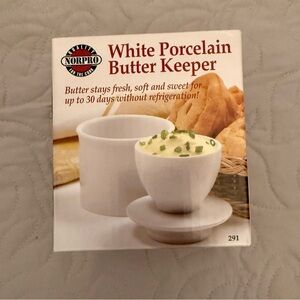 Norpro White Porcelain Butter Keeper